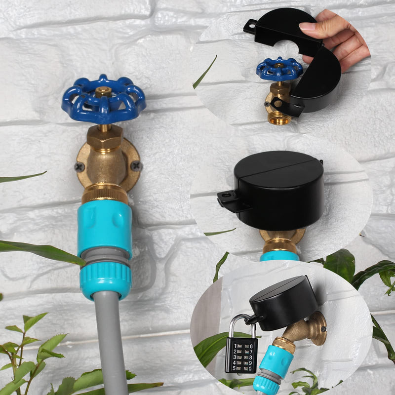 [Australia - AusPower] - Outdoor Faucet Lock System -Gate Valve LockoutDevice -Prevent Water Theft by Cover and Code Lock,Stop Unauthorized use Vandalism,Faucet Protection (Password Hanging Lock）… Black 