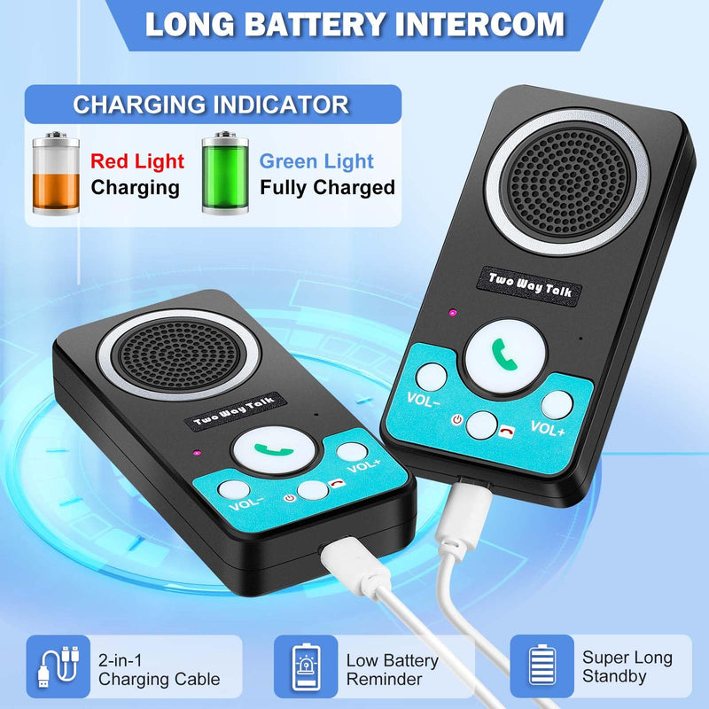 [Australia - AusPower] - Intercoms Wireless for Home, Full Duplex Long Range Wireless Intercom, 8 Volume Levels, 4 Chime Intercoms, 2 Way Intercom for Home, Business(1Pack Black) 