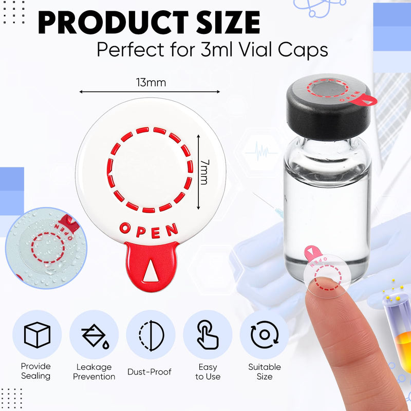 100 Pcs Clear Circle Stickers for Sealing Vial Labels Leak-Proof Self Adhesive Transparent Stickers for 13 mm Aluminum Plastics Caps 3 ml Vial Caps
