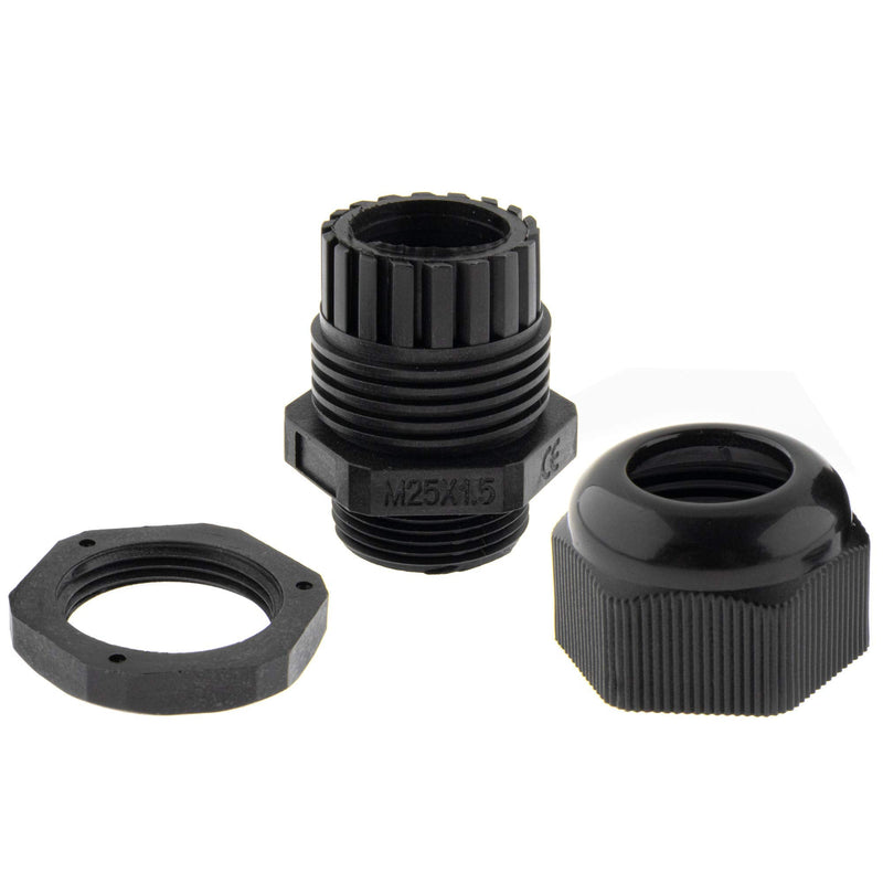 10 x Cable Glands M25 12-17 mm Black Metric Cable Gland