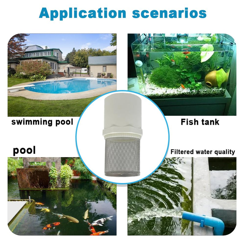 [Australia - AusPower] - 1 inch stainless steel filter cover connected to 1 inch/DN25 PVC water pipe, Suction Strainers used to remove debris and reduce solid entry 1"DN25 