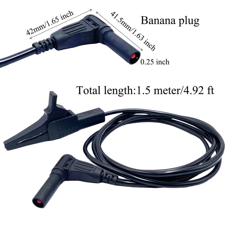 [Australia - AusPower] - 4.92 Feet Heavy Duty Insulated Alligator Clamp to Banana Clip Plug Replacement Test Leads for Automotive Circuits Electrical Testing and Most Multimeters 
