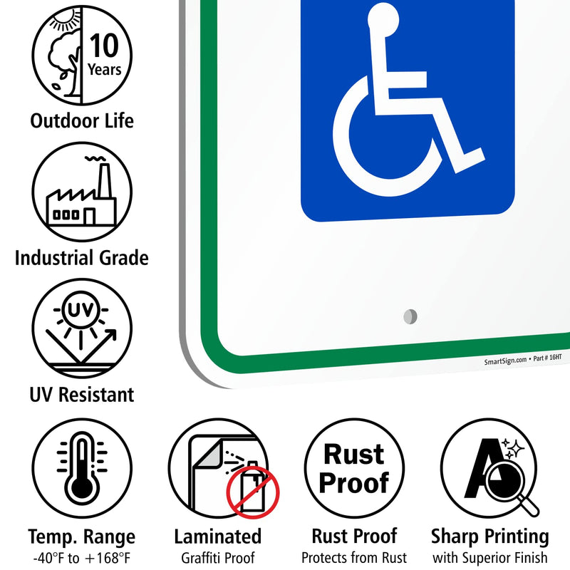 "Reserved Parking" Federal Handicap Parking Sign By SmartSign | 12" x 18" Aluminum 12" x 18" Non-Reflective Aluminum