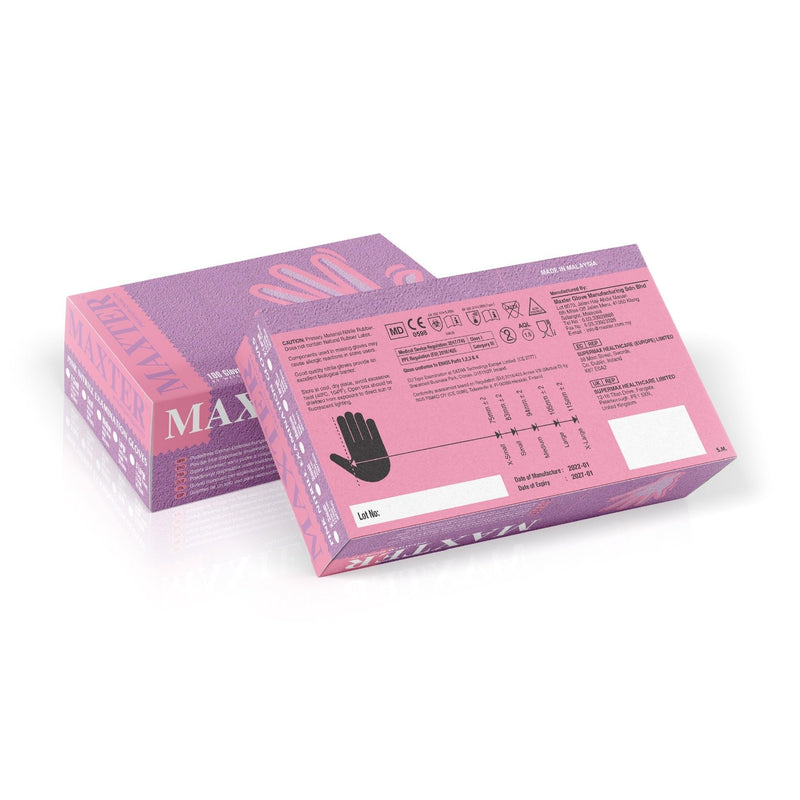 Nitrile Gloves Powder Free Pink Reinforced Durable Disposable Gloves Medical Diagnostic Gloves for Cooking Workshop Size M Pack of 100