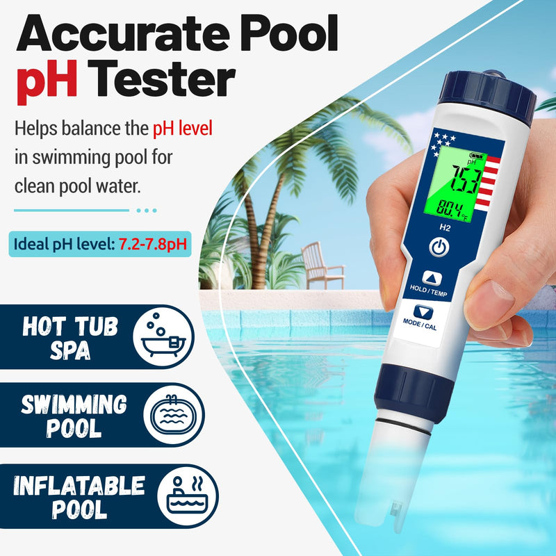 [Australia - AusPower] - Hydrogen Water Tester pH ORP Meter for Drinking Water, 4 in 1 pH H2 ORP Meter for Hydrogen Water Bottle/Machine, Digital pH PPM ORP Temp Monitor for Hydroponic, Pool, Aquariums 4 in 1 tester 