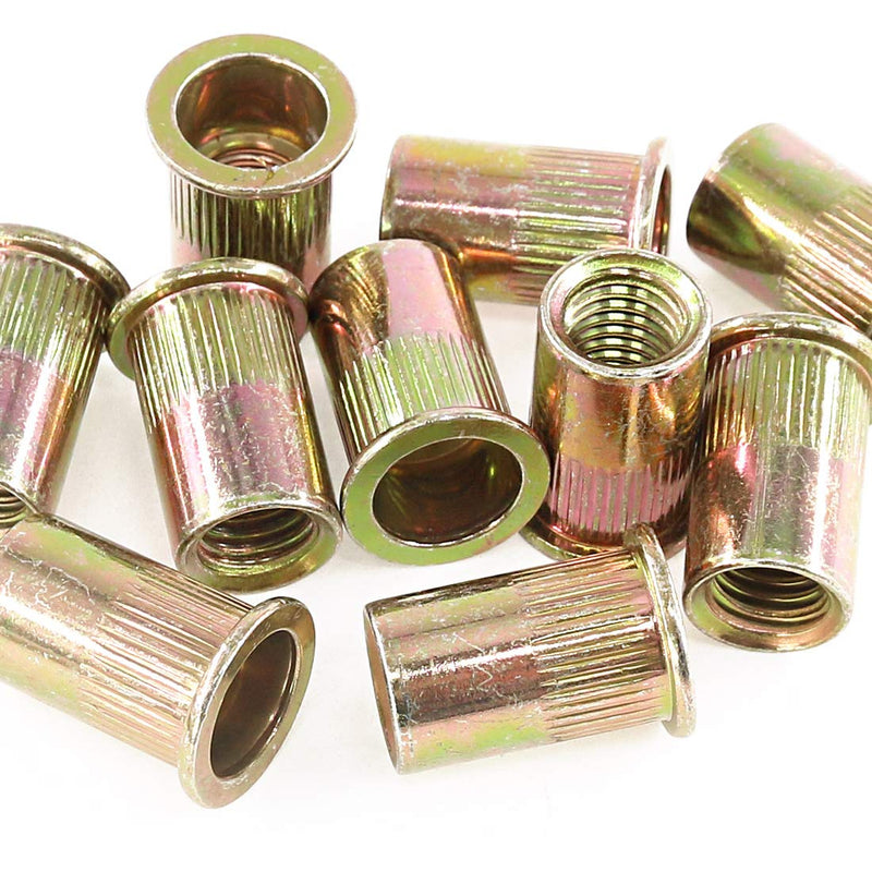 [Australia - AusPower] - 50-Pcs 1/2''-13UNC Mixed Zinc Plated Carbon Steel Rivet Nut Flat Head Insert Nutsert Assortment Kit 