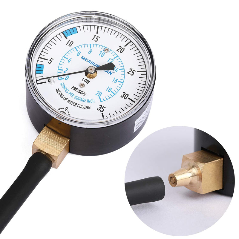 MEASUREMAN Natural Gas or LP Gas Manifold Pressure Test Kit, 0-35 "W.C., 1/4" NPT, 40" Length Hose 0-10inH2O Pressure Test Kit