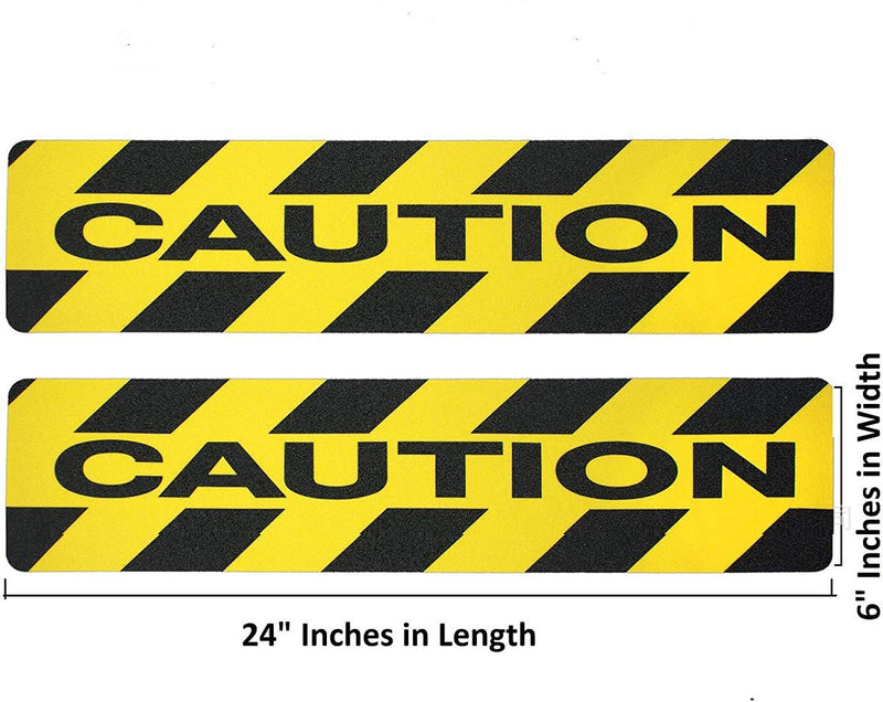 4PCS(6" X 24") Caution Sign, Non-Slip Stair Warning Caution Tape Treads, Self-Adhesive Black/Yellow Safety Floor Decal,Anti Slip Tape Stickers for Workplace/Home. Safety Tape Stair Sign