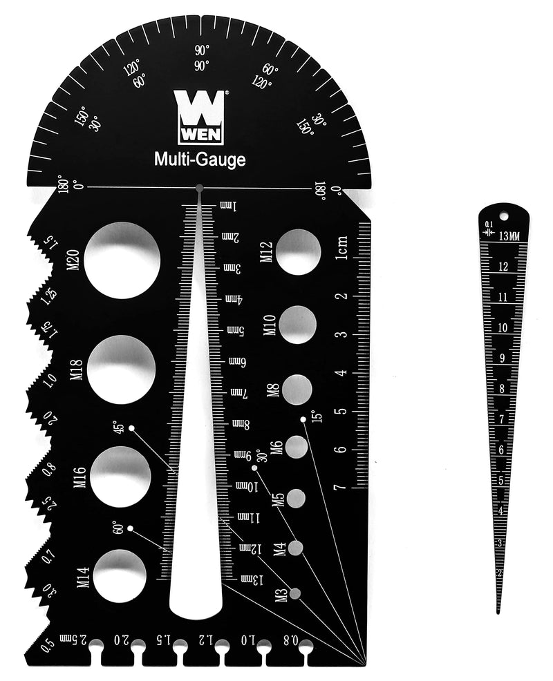 [Australia - AusPower] - WEN ME210G Metric and Imperial Metal Thread Pitch Multi-Gauge with Carrying Case, Two Pack, Black 