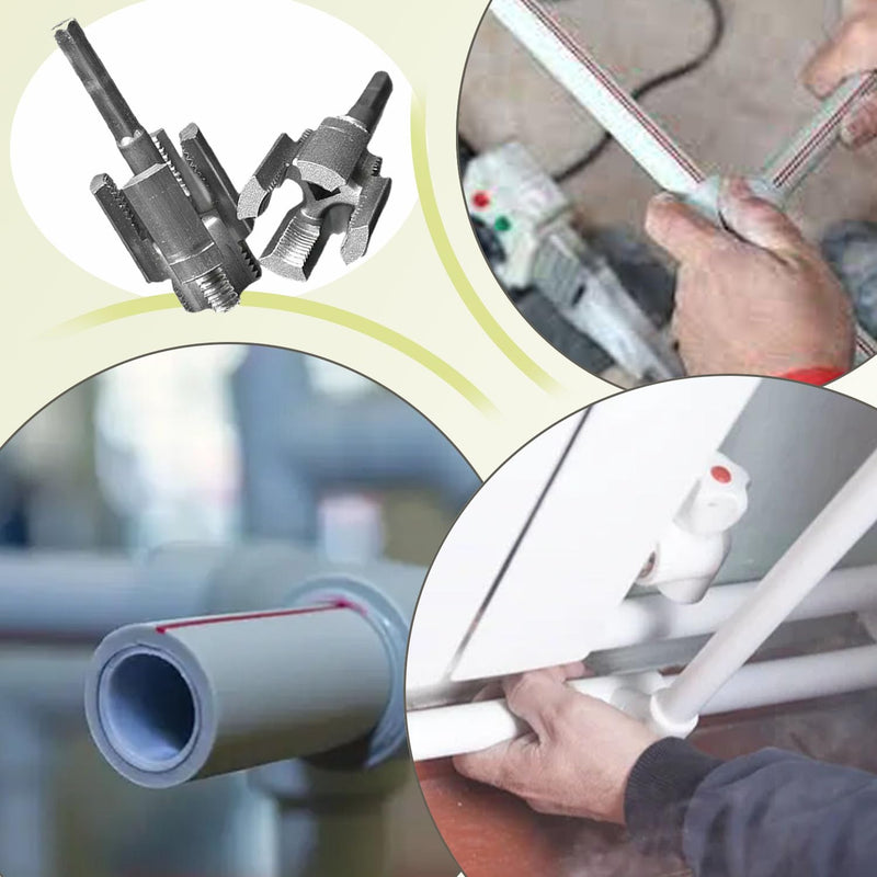 [Australia - AusPower] - 2PCS Integrated Internal & External Pipe Threading Tool, Pipe Thread Cutting Tool for Electric Drill, Pipe Sizes Rethreading Tool (1/2"+3/4") 