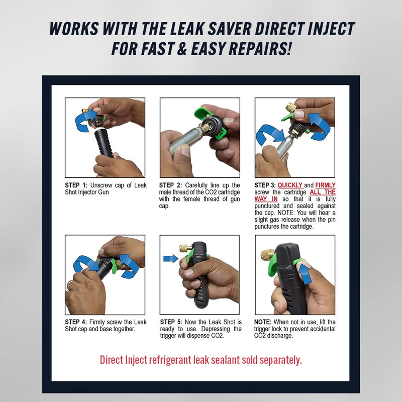 Leak Saver - Leak Shot Refrigerant Grade CO2 Refill Cartridges (8 Pack) - Refill for The Leak Shot HVAC Kit (Sold Separately) - for A/C & Refrigeration Systems - USA Made 8 Pack