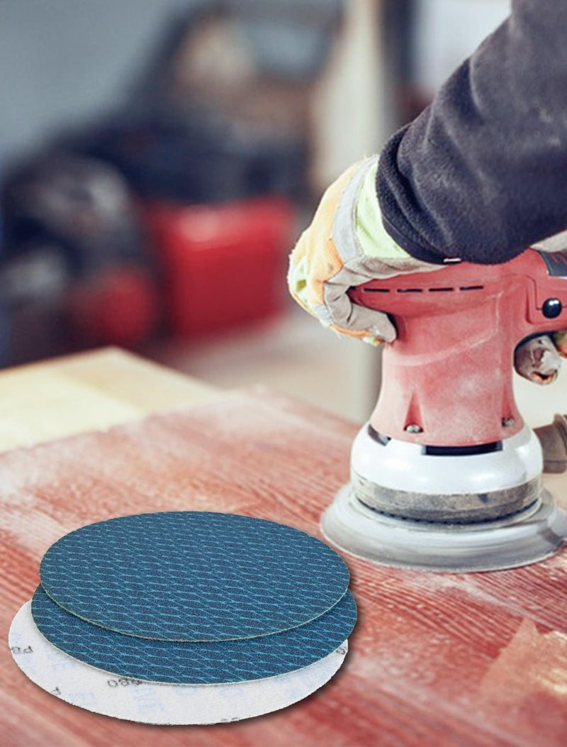 [Australia - AusPower] - 150 mm Sandpaper 120 Grit, Pack of 32 Eccentric Sanding Discs 150 mm Sanding Pads for Random Orbital Sanders and Polishing Machines (Blue) 