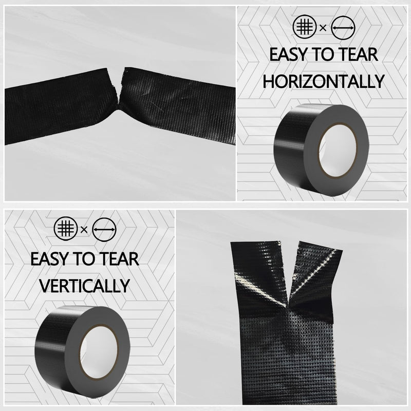 SWRT 9 Mil 2-Pack Black Heavy Duty Duct Tape Strong Adhesive, 2 in x 30 YD (Total 60YD) Duct Heavy Duty Waterproof All Weather Black Duct Tape No Residue Sealing & Patching for Indoor&Outdoor Repair