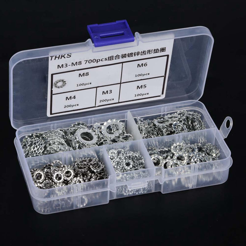 [Australia - AusPower] - 700Pcs Copper Washer Assortment Set, M3~M8 5Kinds Galvanized Hexagonal Counter Sunk Screw Nut Kit Flat Washers Assortment Set for Electrical Connections 