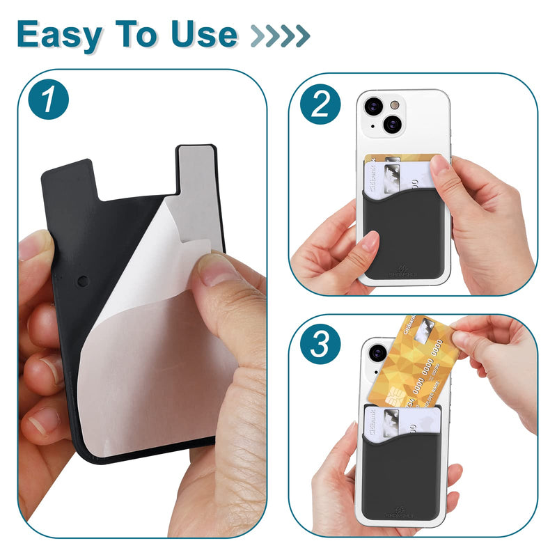 [Australia - AusPower] - SHANSHUI Phone Card Holder, Silicone Card Holder for Phone Case Wallet Credit Card Holder Strong Adhesive Pocket Stick on Compatible for iPhone & All Smartphones Multi-Colors(5 Pack) 
