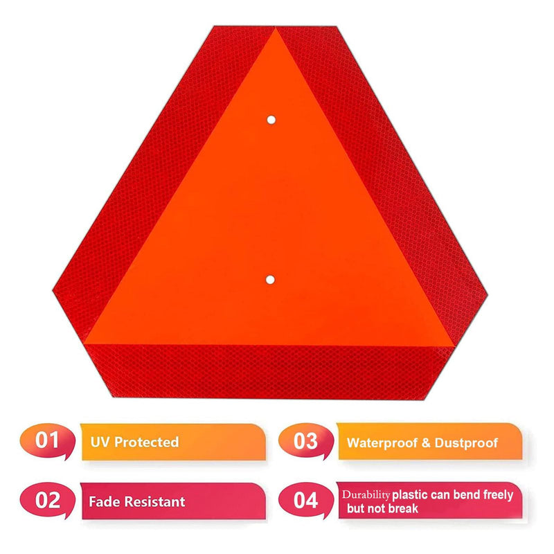 [Australia - AusPower] - Slow Moving Vehicle Sign Plastic Safety Triangle Road Sign with Reflective,14"x16" Up to 7 Years Outdoor for Golf Cart Tractor UTV 1pcs 