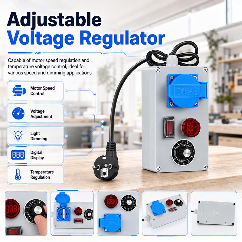 Voltage Regulator Electric Speed Controller 230V 4000W 18A with LED | 18A Max, 10A rated current, 4000W peak. Speed controller for fans, angle grinders, blowers, hand drills. Overload protection