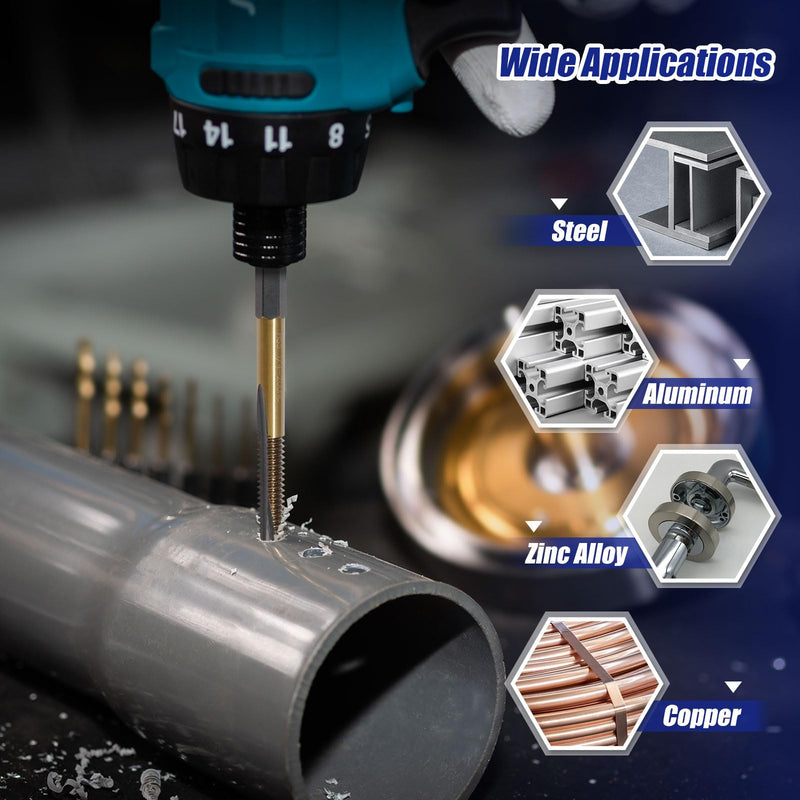 JEFE HEX 1/4-20 UNC Hex Shank Taps for Metal | MRO & Industrial Use | Quick-Change | Impact Driver (5pcs) 1/4-20 UNC (5 pcs)