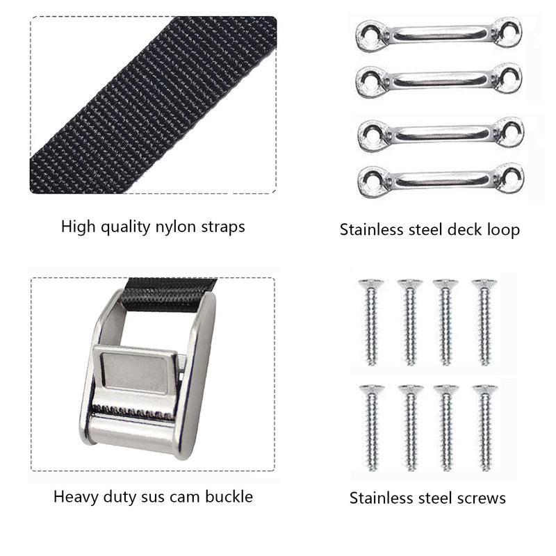 [Australia - AusPower] - Battery Tie Down Straps for Boats,Stainless Steel Cam Buckle Straps,Cooler Tie Down Kit with Stainless Brackets and SS Screws Used for Fuel Tank, Cooler, YETI, RTIC, RV and More 2 