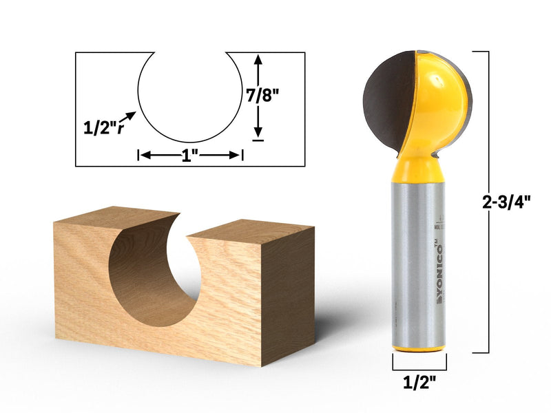 YONICO Groove Ball End Router Bit Set 4 Bit 1/2-Inch Shank 14471 4 Bit Set - 1/2" Shank