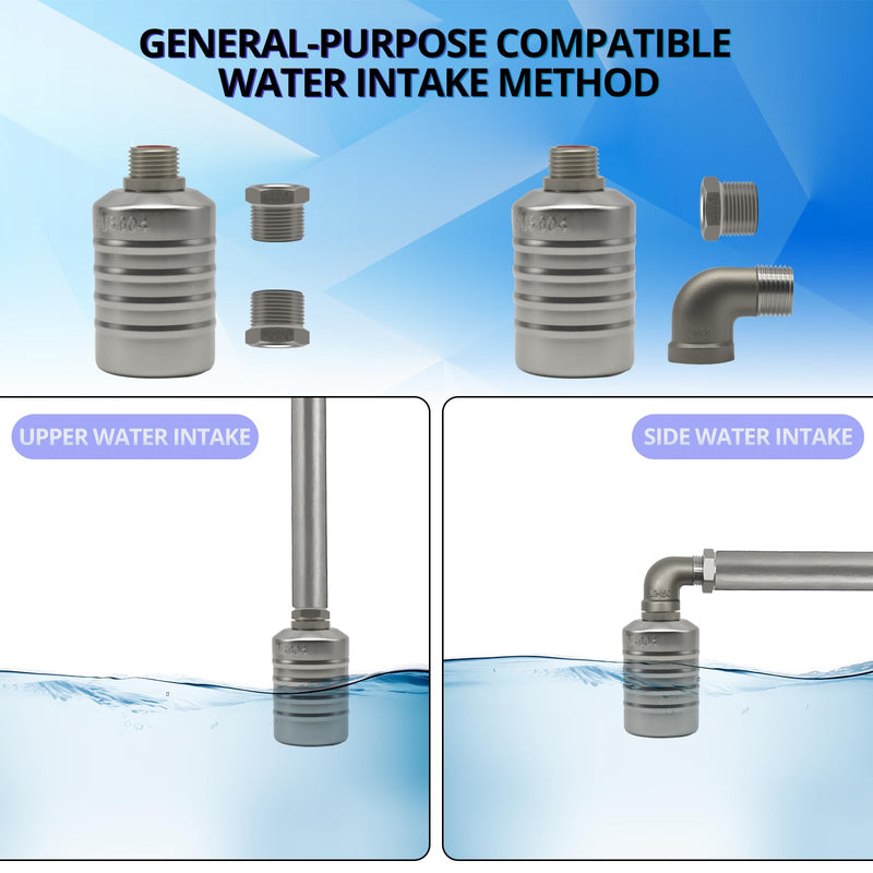 [Australia - AusPower] - HXH 304 Stainless Steel NPT Auto Water Level Control Float Valve, 1/2" to 3/4'' Water Level Automatic Control Float Valve for Water Towers, Pools, livestock Tanks, Etc (Pack of 2). 
