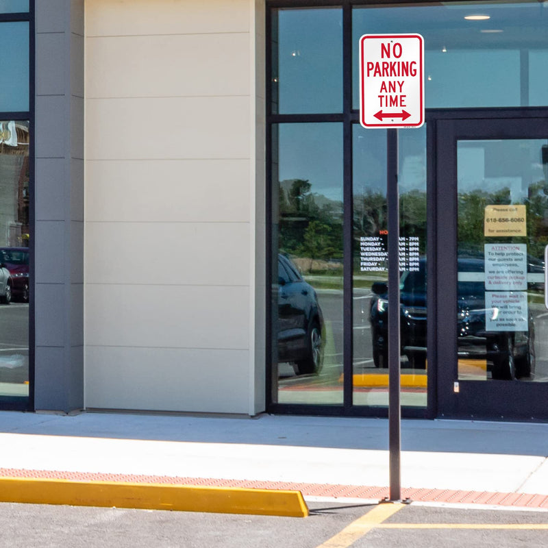 SmartSign 18 x 12 inch “No Parking Any Time” Metal Sign with Bidirectional Arrow, 120 mil Aluminum Composite (ACM), Engineer Grade Reflective Material, Red and White, Made in USA EG Reflective ACM 12" x 18"
