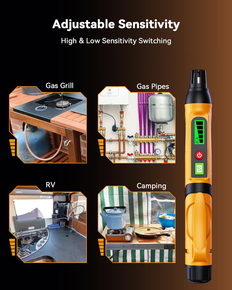 [Australia - AusPower] - Natural Gas Leak Detector, Portable Combustible Gas Leak Detector Pen, Gas Sniffer Test Methane, Propane, Ethane, Toluene, Butane for Home, RV 