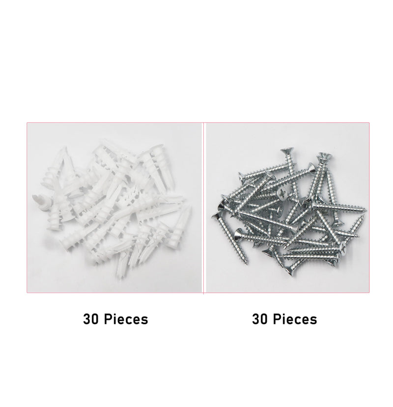 [Australia - AusPower] - 60pcs #8 x 1-1/4'' Drywall Anchors, Wall Anchors and Screws for Drywall, 75LB Hanging and Mounting, 30pcs Threaded Plastic Sheetrock Anchors and #8 Screws 