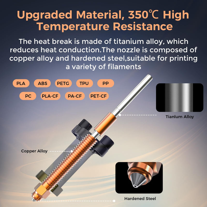 Creality Official K2 Plus Hotend Kit, Ceramic Heating Block Kit Quick-swap Nozzle High Flow Printing Hotend Kit 350°C High Temperature Resistance 600mm/s High-Speed for K2 Plus 3D Printers