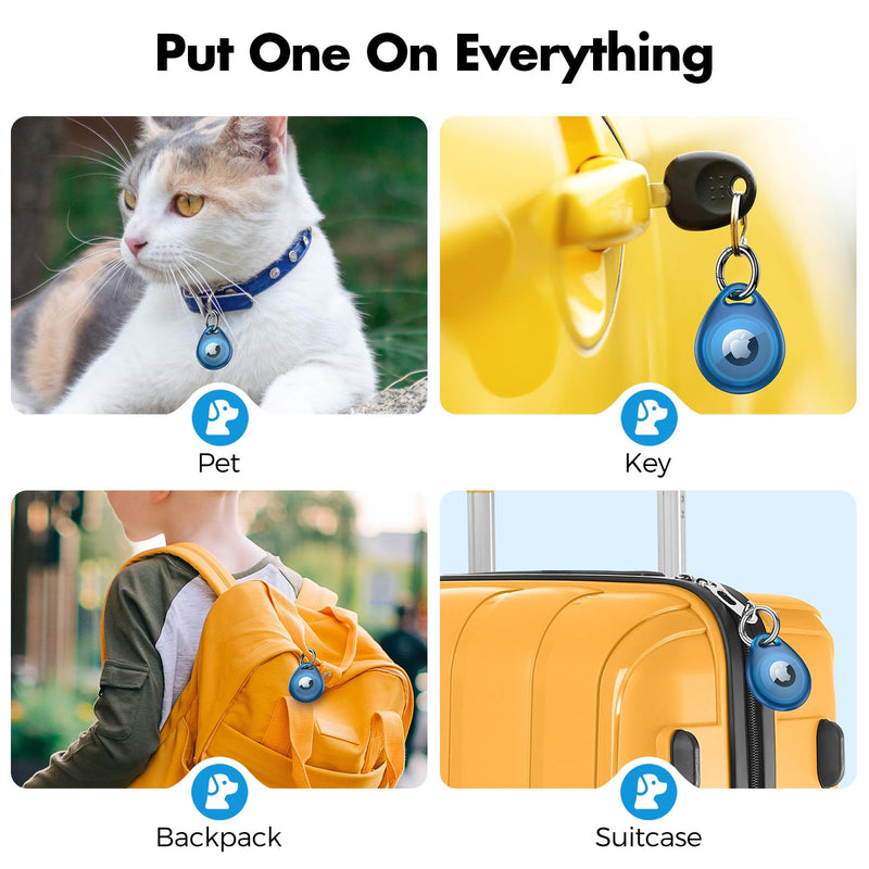 [Australia - AusPower] - UNBREAKcable AirTag Holder, [4-Pack] IPX8 Waterproof AirTag Keyring Cover Case for Apple AirTag, Full-Body Covered AirTag Holder for Pet Collar, Keys, Bags 