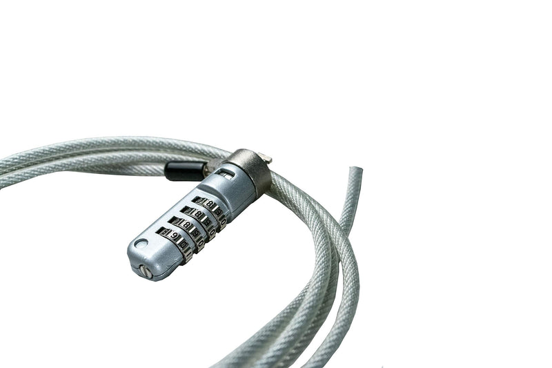 [Australia - AusPower] - Combination Lock Cable – CTA Secure Combination Lock with 3M Adhesive Plate for Laptops, Tablets, & Other Devices with Security Kensington Slots (LT-SCC) - Silver 