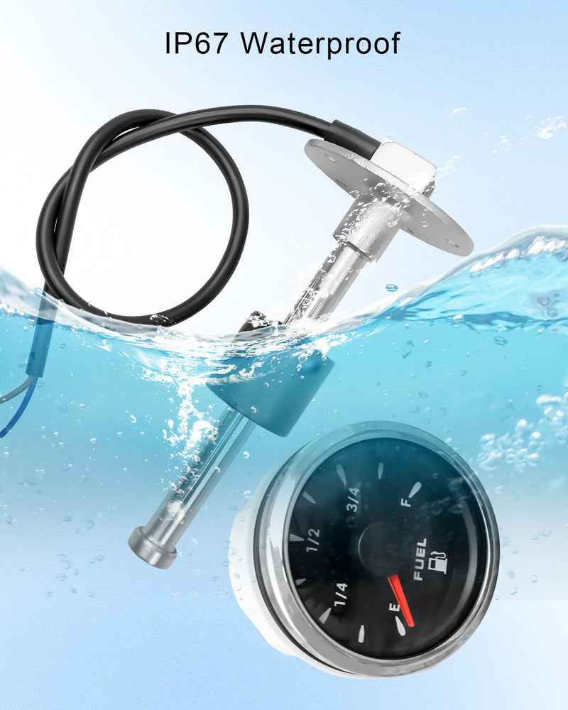 [Australia - AusPower] - 240-33 ohm 11"(275mm) Fuel Sender Boat Fuel Tank Sending Unit, Stainless Steel Fuel Water Level Sensor, High Precision Sensor Fuel Sending Unit and Fuel Gauge for Marine Car Truck RV 11" Sender+Fuel Gauge 