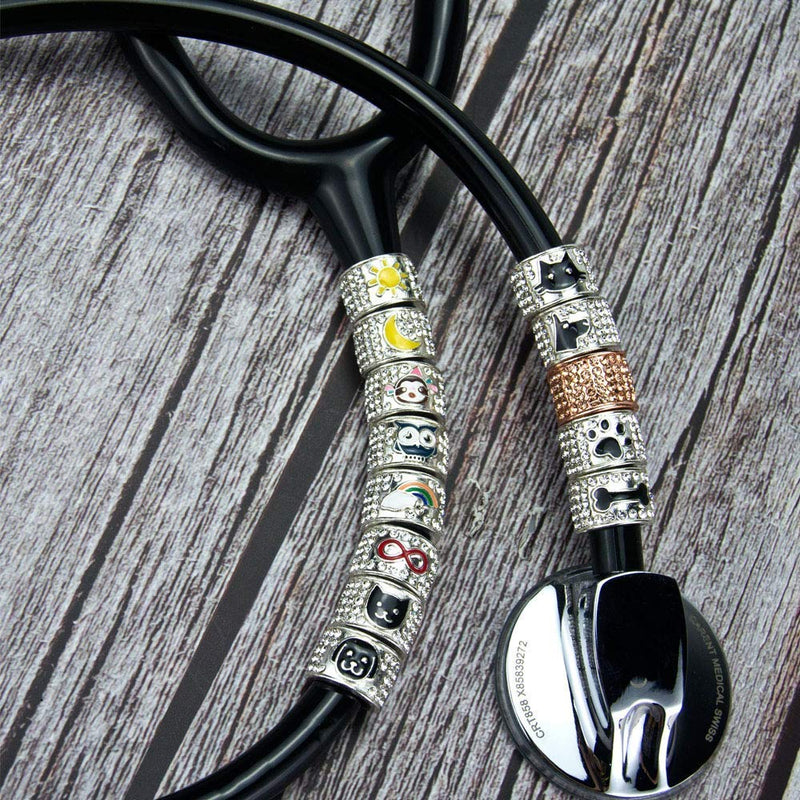 [Australia - AusPower] - 2 Pack Bling Crystal Stethoscope Charms, Stethoscope Id Name Tag for Nurse Doctor Christmas Gifts 