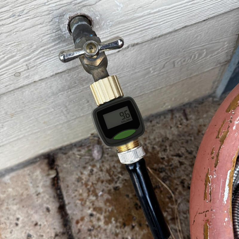 [Australia - AusPower] - Watflow 3/4"Water Flow Meter with Water Nozzle Kit,4 Modes Change, Measure Gallon/Liter Consumption for Garden Hose, RV Water Tank, Lawn Sprinkler, and Nozzle Sprayer 