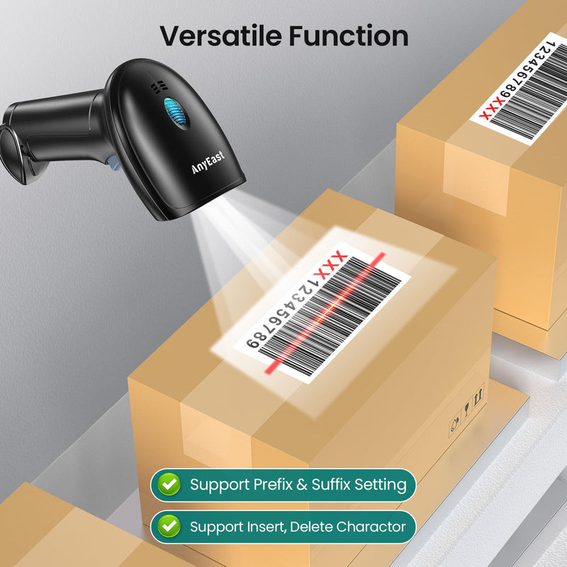 Barcode Scanner with Stand, USB Wired Inventory 2D 1D QR Code Scanner for Computer POS MAC with Automatic Screen Scanning, Handheld CMOS Image Bar Code Reader for Warehouse Library Supermarket Black