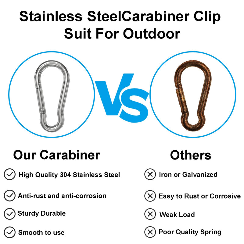 [Australia - AusPower] - 304 Stainless Steel Carabiner Clip Spring Snap Hook Hook Heavy Duty Carabiner Clips for Keychain Outdoor, Climbing, Camping, Hiking, Traveling M6-2.36 IN 4PCS 
