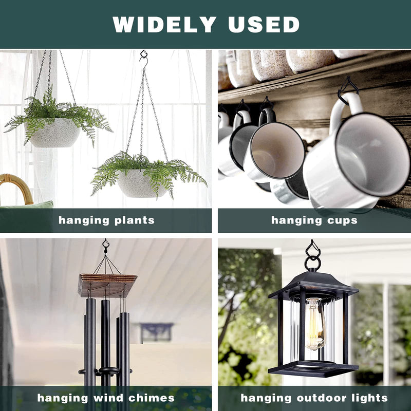 [Australia - AusPower] - 20 PCS Q-Hanger Hooks for String Lights,Ceiling Hooks for Hanging Plants,Screw Hooks for Wind Chimes,Bird Feeder,Lanterns,Christmas Decorations Outdoor String Lights Hooks(Square Hanger) Black 20 
