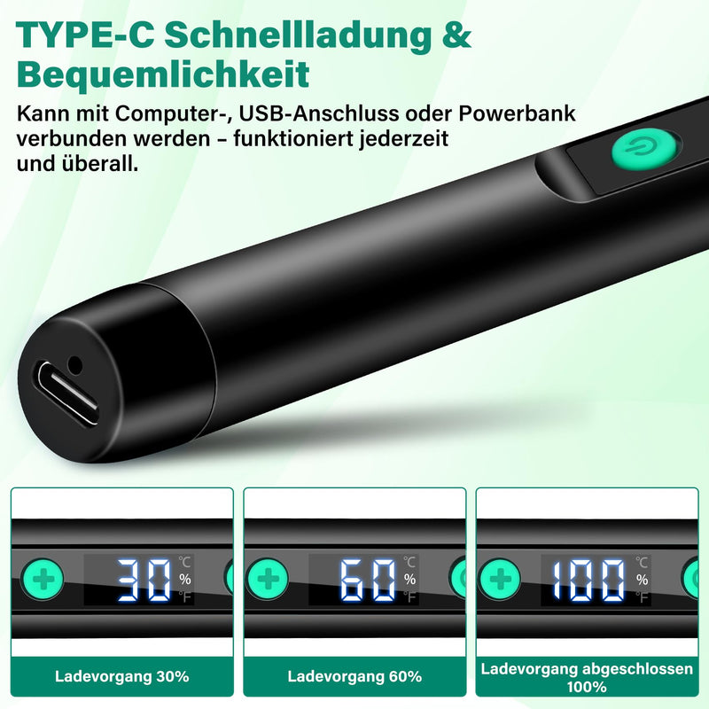 [Australia - AusPower] - KKMOL Wireless Soldering Iron Set, USB Battery Soldering Iron with LCD, Temperature Adjustable 180 ℃-450 °C, 3 Soldering Tips, Soldering Wire, Soldering Set for Welding Repair - Black 