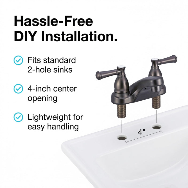 Dura Faucet DF-PL700L-VB RV Two Handle Bathroom Faucet (Venetian Bronze) | RV two handle bathroom sink faucet for campers, trailers, and motorhomes. Classic Hot/Cold Levers Venetian Bronze