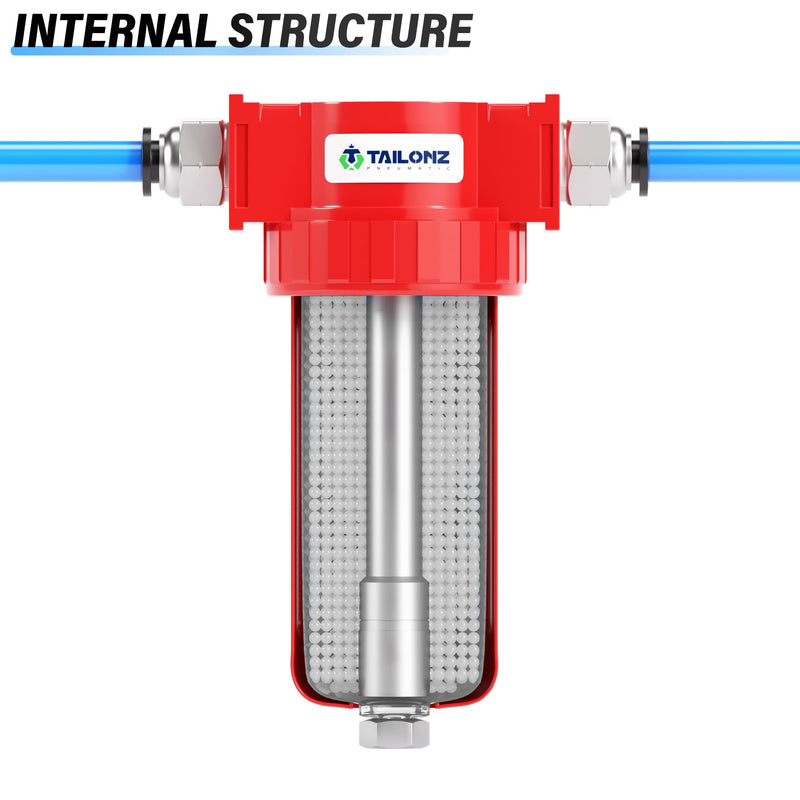 [Australia - AusPower] - TAILONZ PNEUMATIC 0-150PSI 1/4 Inch NPT Aluminum Alloy Carbon Desiccant Air Dryer, Compressor Air Dryer, Water Vapor Separator, Polyethylene Bowl 