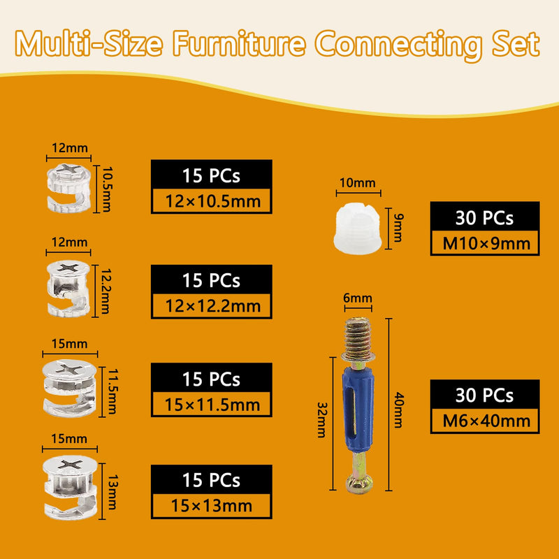 [Australia - AusPower] - Furniture Cam Lock Fasteners, 120Pcs 3 in 1 Eccentric Wheels Furniture Cam Lock Nuts and and Cam Screws, Furniture Hardware Connecting Cam Lock Connectors Bolt Fittings for Drawer Dresser Cabinet 