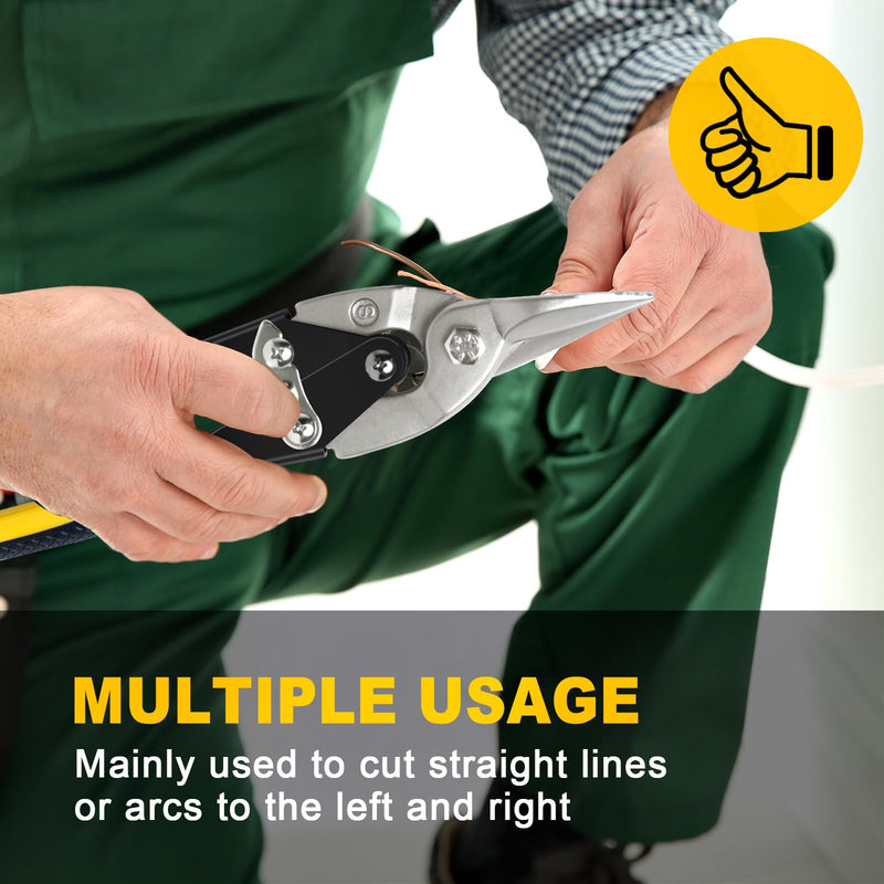 [Australia - AusPower] - 10 Inch Aviation Tin Snips, Heavy Duty Metal Cutter Shears for Cutting Sheet Metal, Straight Cut, Chrome Vanadium Steel 