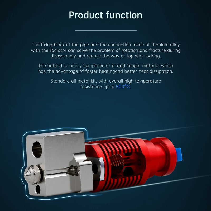 Upgrade Up to 500℃ Red Lizard K1 Volcano All Metal Hotend High Flow Plated Copper Bimetal Heatbreak Compatible with Voron 2.4 Prusa I3 MK3 MK3S DDB Titan Extruder V6 Hot End 3D Printer