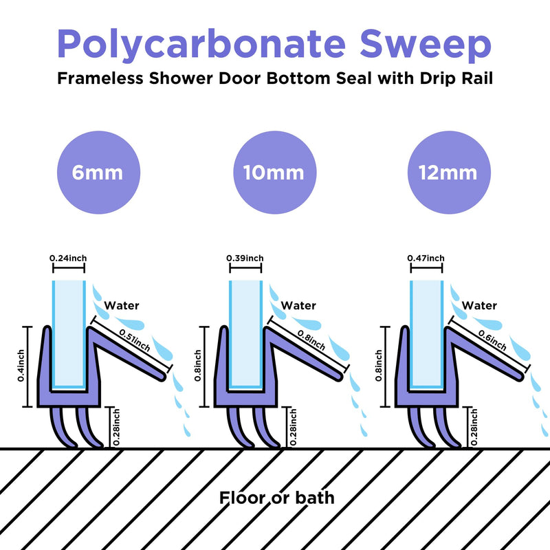 Shower Door Bottom Seal,Glass Door Bottom Seal,PVC Seal for Shower Door Sweep,Shower Door Bottom Seal Strip (Ultra Clear, 4 Pack 36in for 3/8"(10mm)) Ultra Clear 4 Pack 36in for 3/8"(10mm)