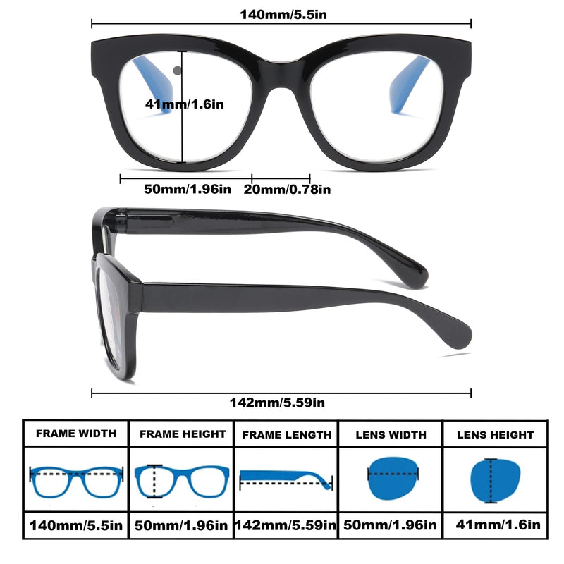 [Australia - AusPower] - Oversized Reading Glasses for Women,3 Pack Blue Light Blocking Computer Spring hinge Readers Black&leopard&grey Leopard 1.5 x 