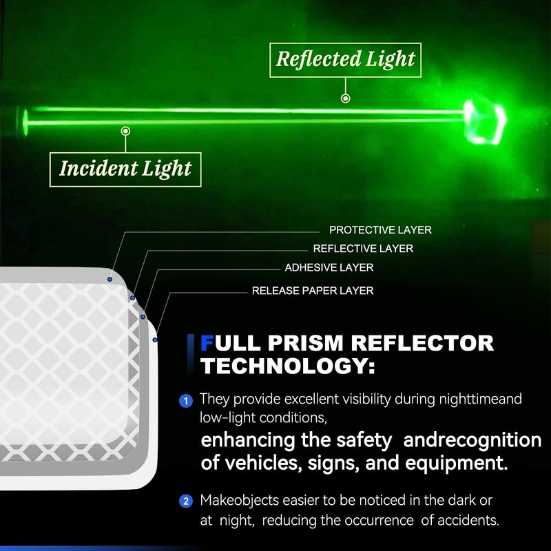20 Pcs Super Reflection Reflective Stickers, 3.15" X 1.18" Outdoor Waterproof White Safety Reflective Tape for Car Bike Mailbox Helmet White / Silver