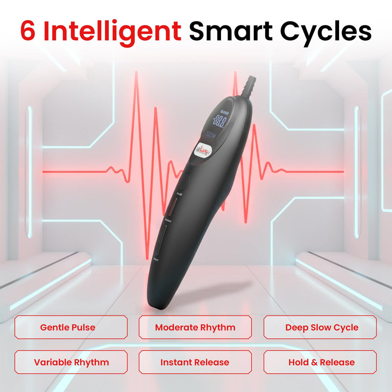 LeLuv Magna LCD Smart Handheld Electric Vacuum Pump Handle — USB-Rechargeable Precision Vacuum Controller with Manual & Smart Modes, with Release Safety, Professional Vaccum Tool - Black Silicone