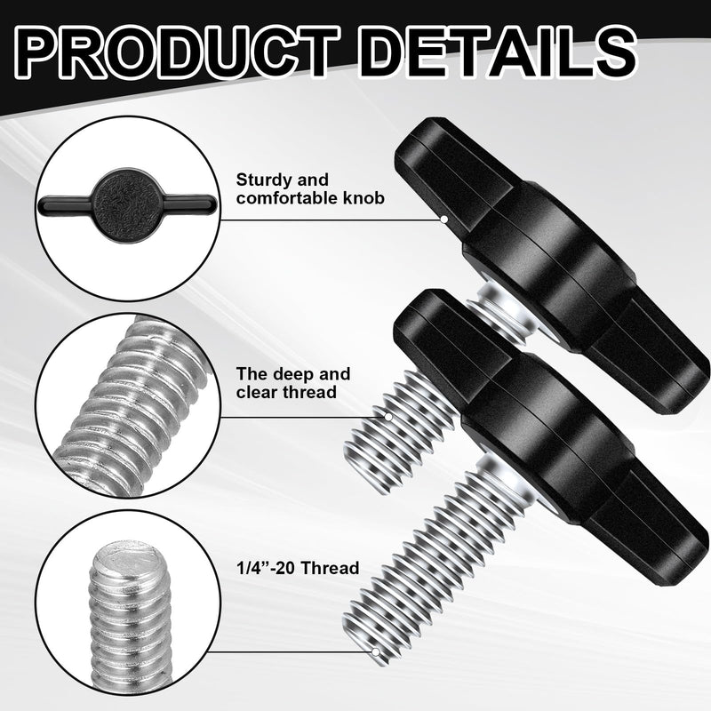 [Australia - AusPower] - 16 Pcs Stainless Steel Thumb Screw Thread Thumbscrew Adjustable Tee Wing Screw Black Wing Knob Bolt for Remove Replace Hand Clamping Tightening Knob Power Supply (1/4"-20 x 3/4") 1/4"-20 x 3/4" 