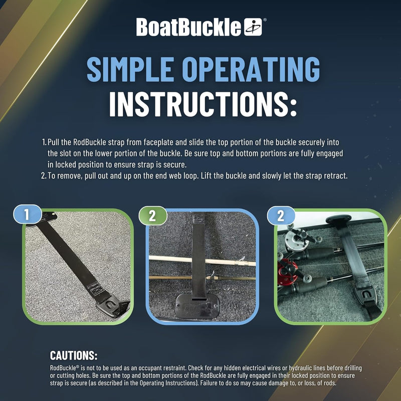 BoatBuckle Gunwale/Deck Mount Retractable Rod Tie-Down, 24-Inch Self-Retracting Fishing Rod Holder for Boats 24-Inch (1-Count)