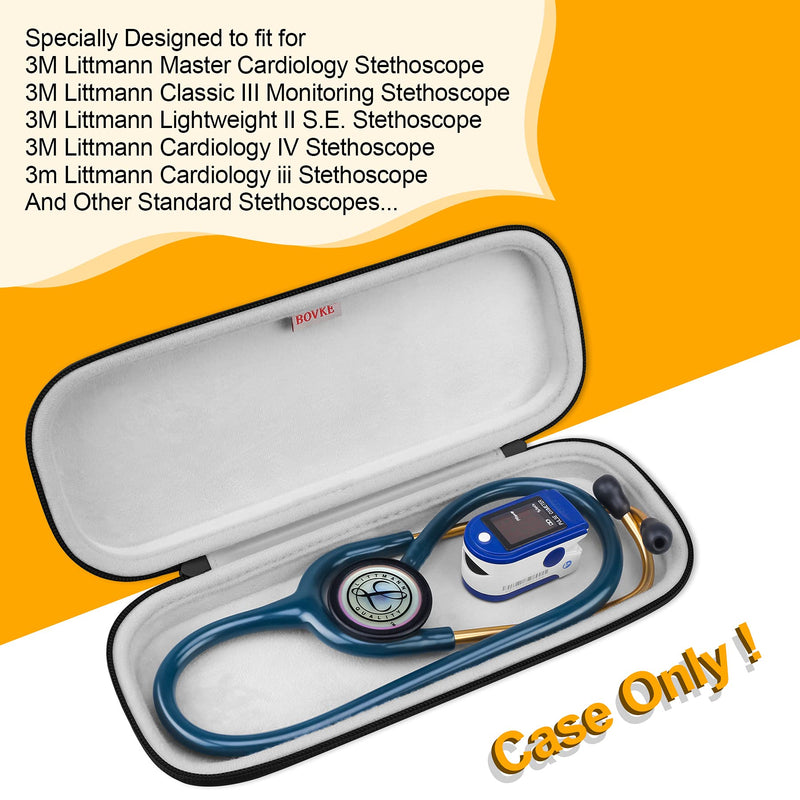 [Australia - AusPower] - BOVKE Stethoscope Case, Lightweight Slim Stethoscope Holder Compatible with 3M Littmann Classic III, Lightweight II S.E, Littmann Cardiology IV, MDF Acoustica Deluxe Stethoscopes, Black 